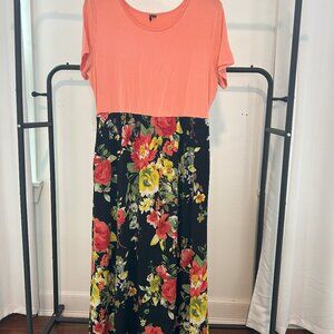 Peach and Black Dress